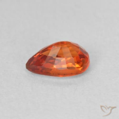 0.69ct Reddish Orange Sapphire, Pear Shape, 6.2x4.1 mm
