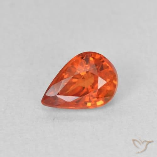 0.58ct Reddish Orange Sapphire, Pear Shape, 5.8x4.1 mm
