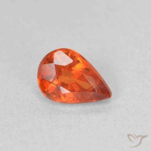 0.58ct Reddish Orange Sapphire, Pear Shape, 5.8x4.1 mm