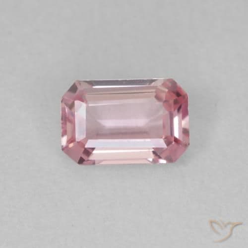 0.61ct Natural Orange Pink Sapphire, Emerald Cut, 6.2x4 mm