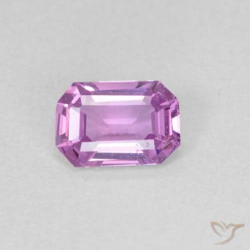 0.53ct Medium Pinkish Purple Sapphire, Emerald Cut, 5.9x3.9 mm