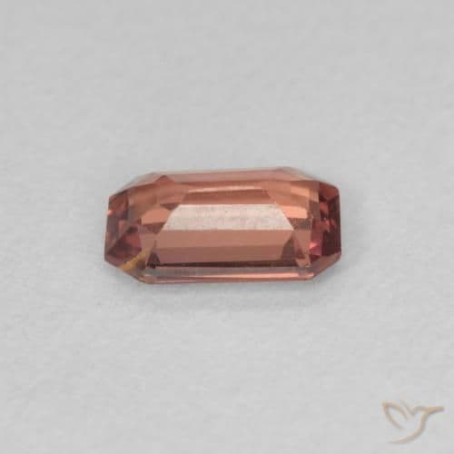 0.61ct Natural Orange Pink Sapphire, Emerald Cut, 6.2x4 mm