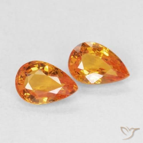1.09ct Natural Bright Orange Sapphire, Pear Shape, 6x4 mm