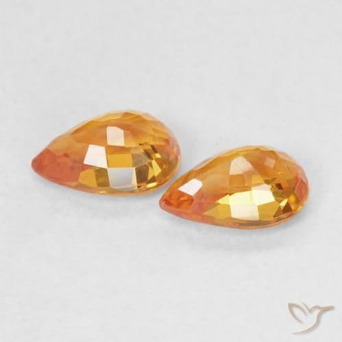 1.09ct Natural Bright Orange Sapphire, Pear Shape, 6x4 mm