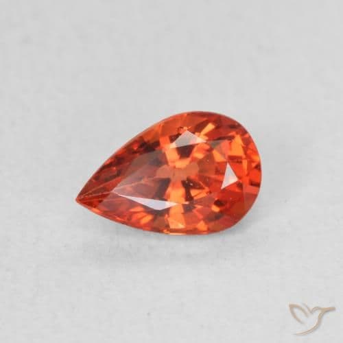 0.49ct Natural Reddish Orange Sapphire, Pear Shape, 6x3.9 mm