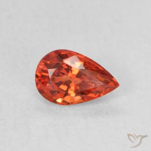 0.49ct Natural Reddish Orange Sapphire, Pear Shape, 6x3.9 mm