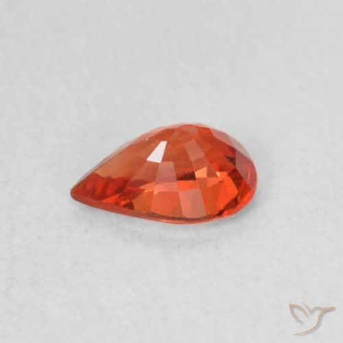 0.49ct Natural Reddish Orange Sapphire, Pear Shape, 6x3.9 mm