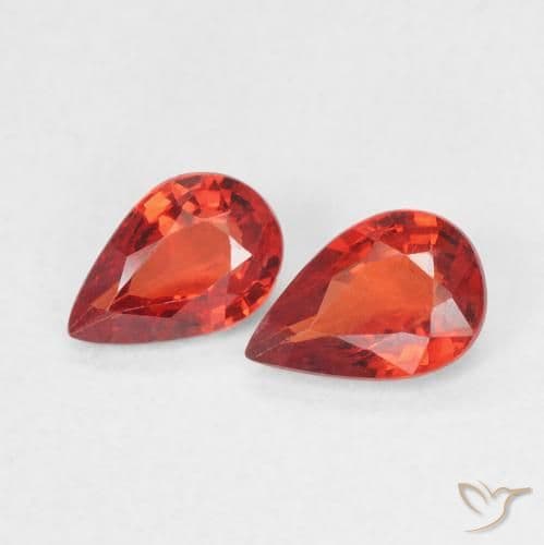 0.99ct Natural Orange Sapphire, Pear Shape, 6.3x4.1 mm