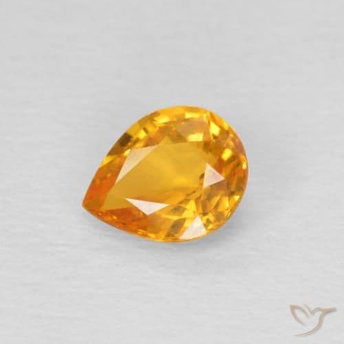 0.70ct Natural Orange-Gold Sapphire, Pear Shape, 6.2x5.1 mm