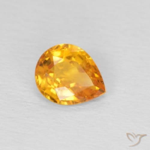 0.70ct Natural Orange-Gold Sapphire, Pear Shape, 6.2x5.1 mm
