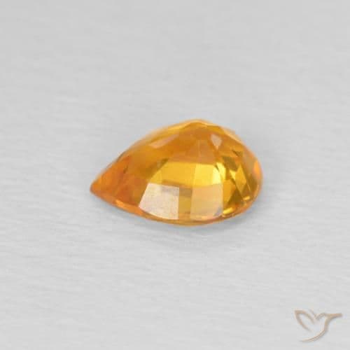 0.70ct Natural Orange-Gold Sapphire, Pear Shape, 6.2x5.1 mm