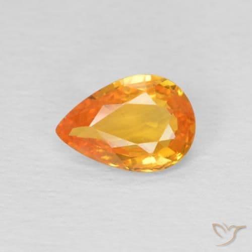 2.89ct Natural Deep Orange Sapphire, Pear Shape, 7x4.7 mm