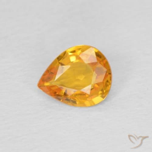 0.60ct Medium Orange Sapphire, Pear Shape, 6.2x5.1 mm