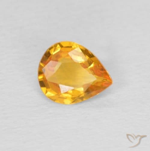 0.60ct Medium Orange Sapphire, Pear Shape, 6.2x5.1 mm