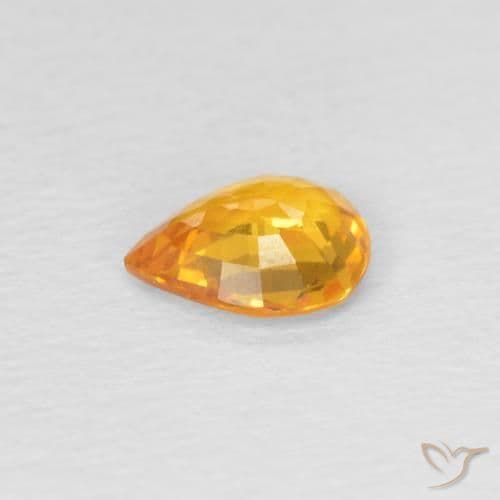 0.60ct Medium Orange Sapphire, Pear Shape, 6.2x5.1 mm