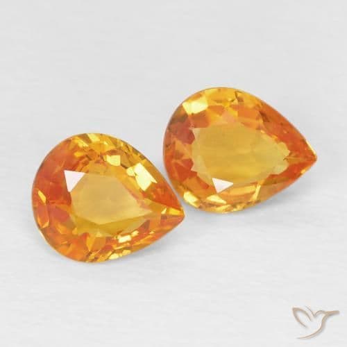0.77ct Medium Orange Sapphire, Pear Shape, 5.9x5.1 mm