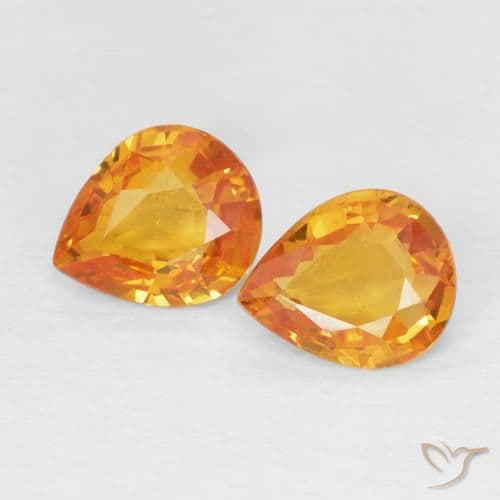 1.23ct Natural Apricot Orange Sapphire, Pear Shape, 6.1x5 mm