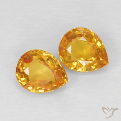 1.54ct Medium Orange Sapphire, Pear Shape, 6.1x5.1 mm