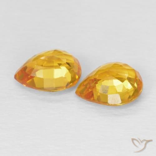 1.54ct Medium Orange Sapphire, Pear Shape, 6.1x5.1 mm