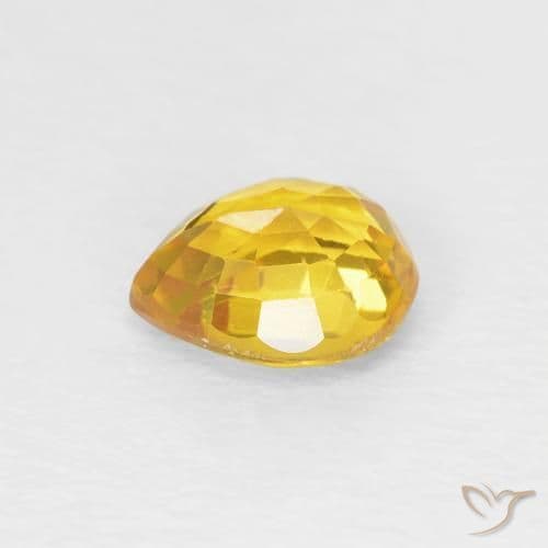 0.88ct Natural Golden Sapphire, Pear Shape, 6.1x5.2 mm
