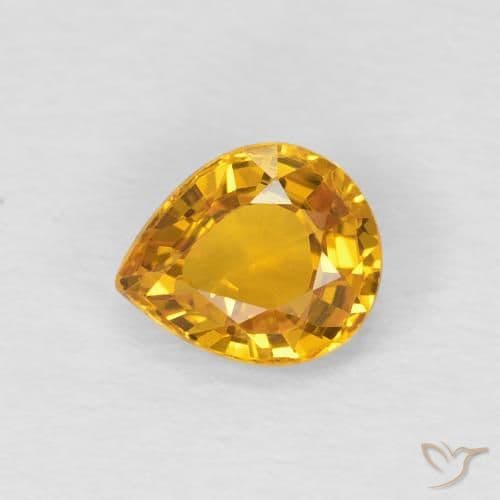 0.79ct Natural Orange-Gold Sapphire, Pear Shape, 6.2x5.2 mm