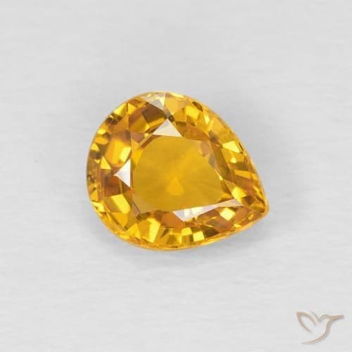 0.79ct Natural Orange-Gold Sapphire, Pear Shape, 6.2x5.2 mm