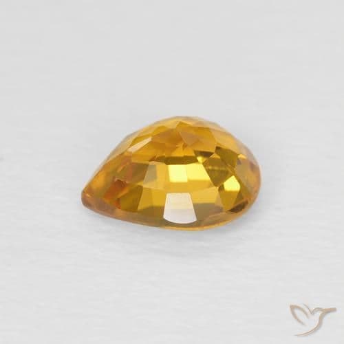 0.79ct Natural Orange-Gold Sapphire, Pear Shape, 6.2x5.2 mm
