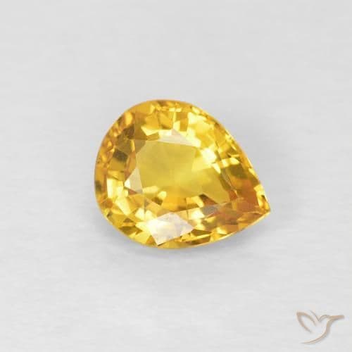 0.62ct Natural Golden Sapphire, Pear Shape, 6x4.8 mm