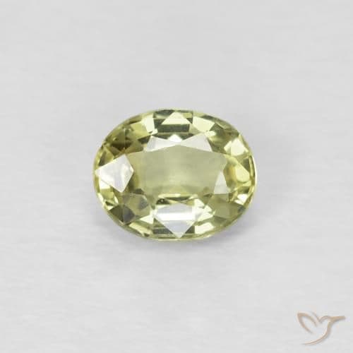 0.50ct Light Greenish Yellow Sapphire, Oval Cut, 5.1x4.1 mm
