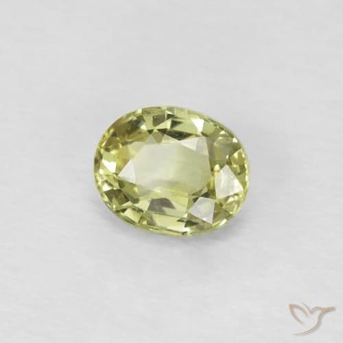 0.50ct Light Greenish Yellow Sapphire, Oval Cut, 5.1x4.1 mm