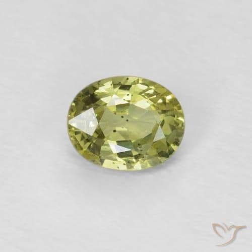0.50ct Light Greenish Yellow Sapphire, Oval Cut, 5.1x4.1 mm