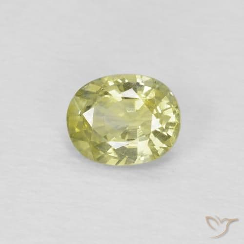 0.50ct Light Greenish Yellow Sapphire, Oval Cut, 5.1x4.1 mm