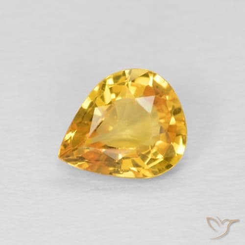 0.60ct Natural Golden Sapphire, Pear Shape, 6x5 mm