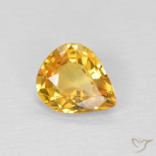 0.60ct Natural Golden Sapphire, Pear Shape, 6x5 mm