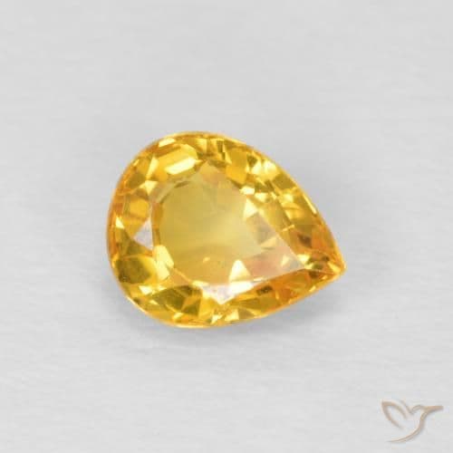 0.70ct Natural Golden Orange Sapphire, Pear Shape, 6x4.8 mm