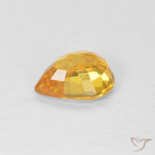 0.70ct Natural Golden Orange Sapphire, Pear Shape, 6x4.8 mm