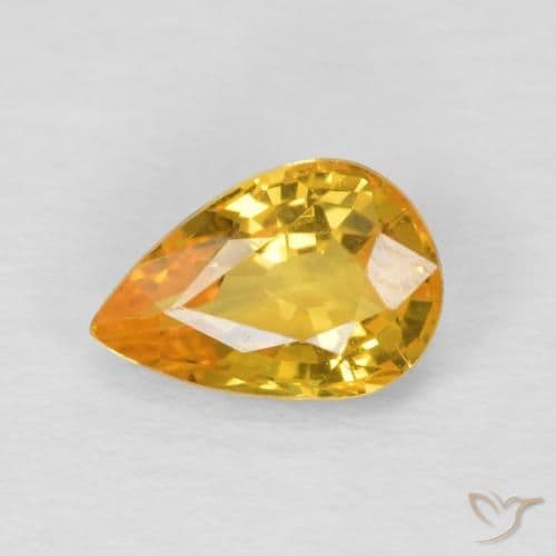 0.86ct Natural Orange-Gold Sapphire, Pear Shape, 7.1x4.8 mm