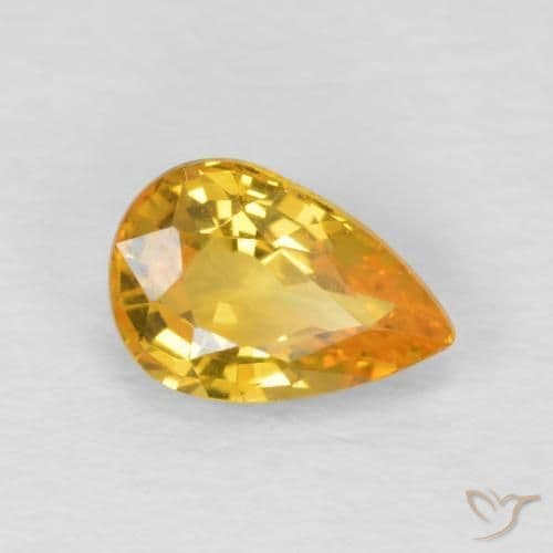 0.86ct Natural Orange-Gold Sapphire, Pear Shape, 7.1x4.8 mm