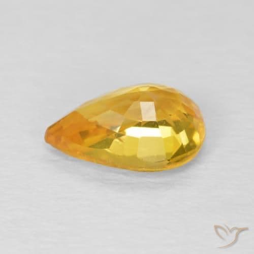 0.86ct Natural Orange-Gold Sapphire, Pear Shape, 7.1x4.8 mm