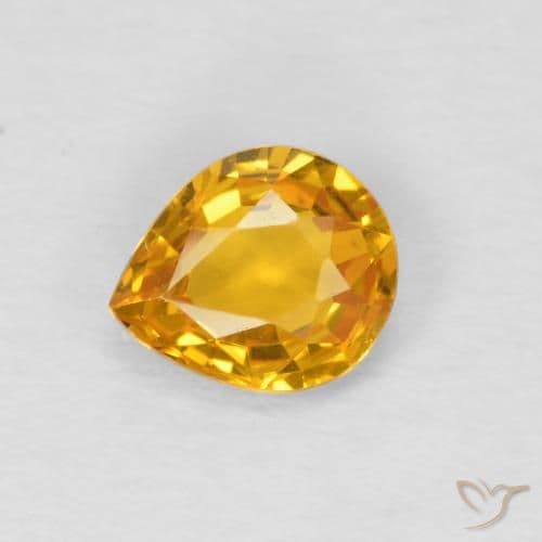 0.61ct Medium Light Orange-Gold Sapphire, Pear Shape, 6x5 mm