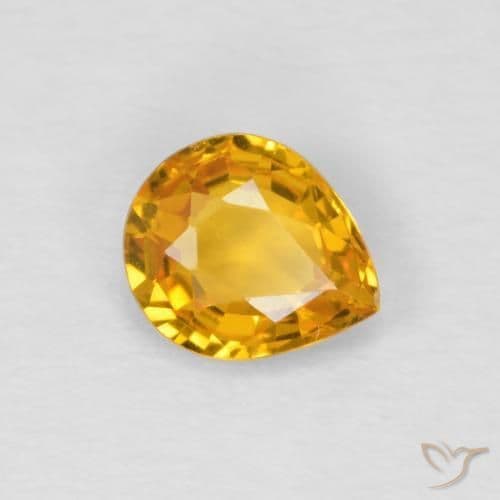 0.61ct Medium Light Orange-Gold Sapphire, Pear Shape, 6x5 mm
