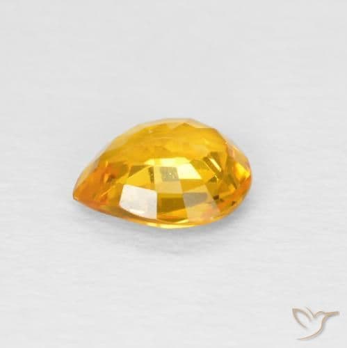 0.61ct Medium Light Orange-Gold Sapphire, Pear Shape, 6x5 mm