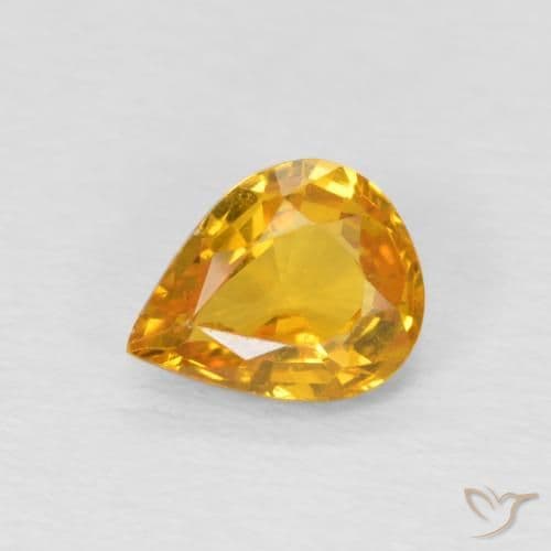0.65ct Natural Orange-Gold Sapphire, Pear Shape, 6.1x4.9 mm