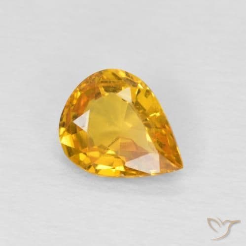 0.65ct Natural Orange-Gold Sapphire, Pear Shape, 6.1x4.9 mm