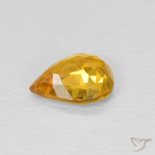 0.65ct Natural Orange-Gold Sapphire, Pear Shape, 6.1x4.9 mm