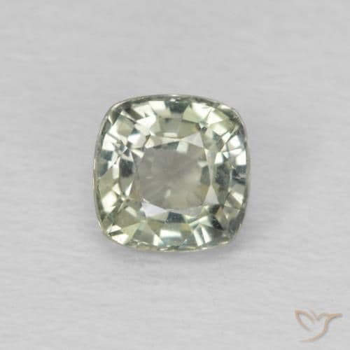 0.57ct Medium Light-Green Sapphire, Cushion Cut, 4.2x4.1 mm