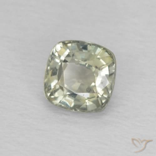0.53ct Light Sage Green Sapphire, Cushion Cut, 4.3x4.2 mm