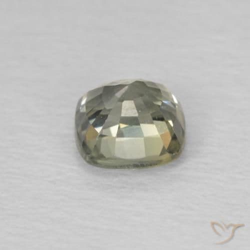 0.53ct Light Sage Green Sapphire, Cushion Cut, 4.3x4.2 mm