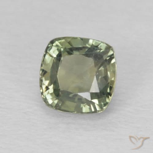 0.75ct Light Forest Green Sapphire, Cushion Cut, 4.7x4.6 mm