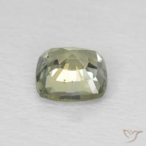 0.59ct Light Forest Green Sapphire, Cushion Cut, 4.6x4.5 mm